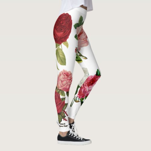 Floral and White Custom Leggings