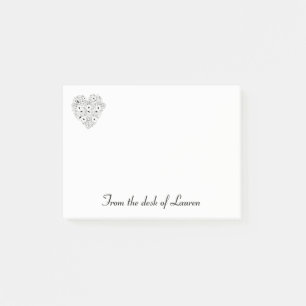 Floral Anemone Black White Flower Heart Post-it Notes