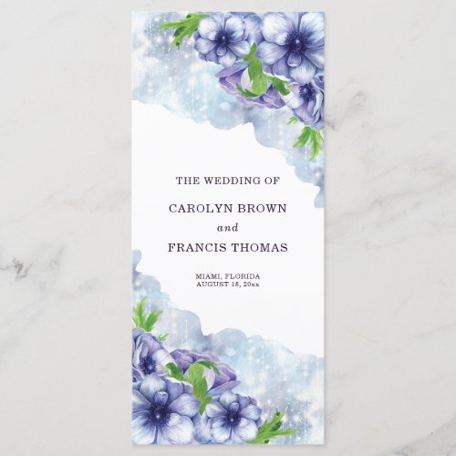 Floral Anemone Purple Wedding Program