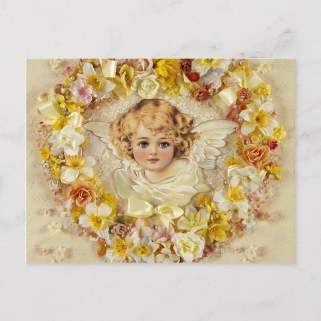 Floral Angel in a Heart Postcard (Front)