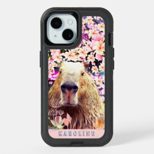 Floral Animal Capybara Fun  iPhone 15 Case
