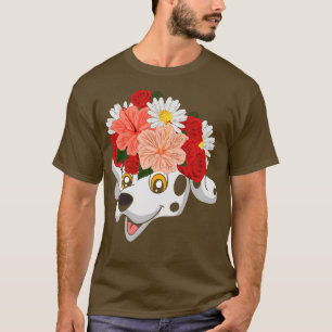 Floral Animal Dog Owner Flower Crown Pet Dalmatian T-Shirt