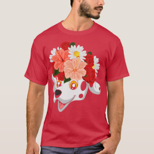 Floral Animal Dog Owner Flower Crown Pet Dalmatian T-Shirt