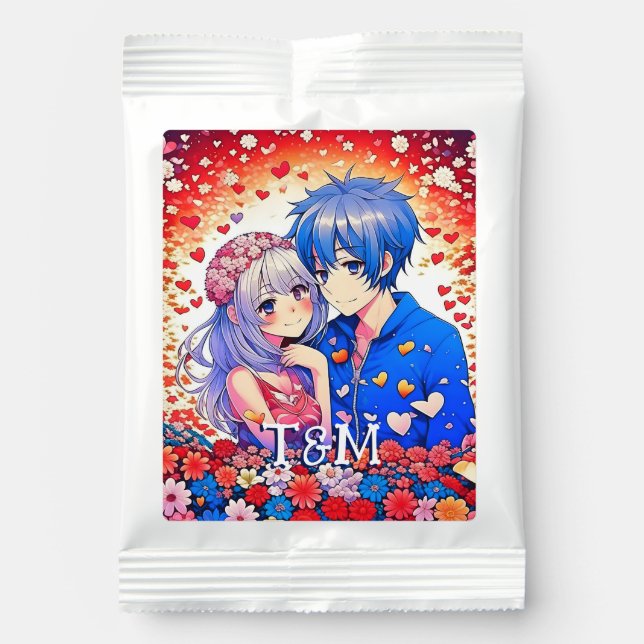 Floral Anime Themed Personalized Wedding Margarita Drink Mix (Front)