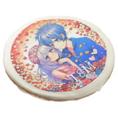 Floral Anime Themed Personalized Wedding Sugar Cookie (Angled)