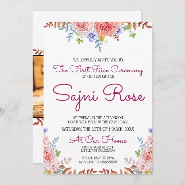 Floral Annaprashan Invitation (Front/Back)