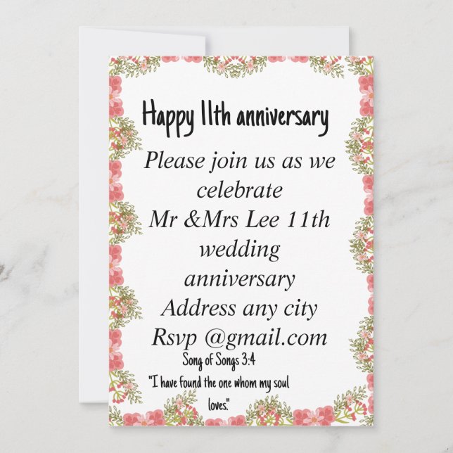 Floral Anniversary Card with Bible Verse | Christi (Front)