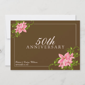 Floral Anniversary Party Custom Invitation (brown)