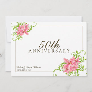 Floral Anniversary Party Custom Invitation (white)