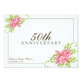 Floral Anniversary Party Custom Invitation (white)