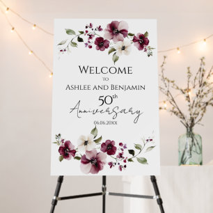 Floral Anniversary Welcome Sign Foam Boards