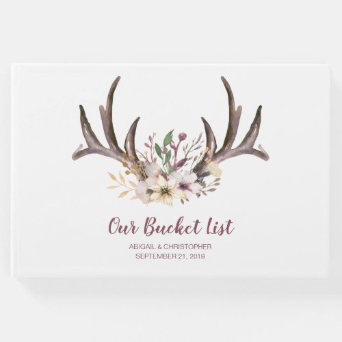 Floral Antlers Bucket List Keepsake Wedding Guest Book