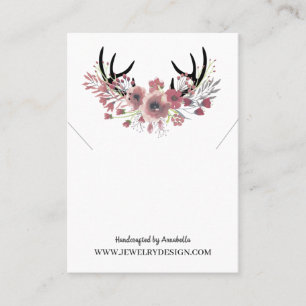 Floral Antlers Necklace Pendant Display Card