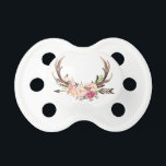 Floral antlers pacifier<br><div class="desc">A beautiful floral antlers design with soft pink watercolour tones.</div>