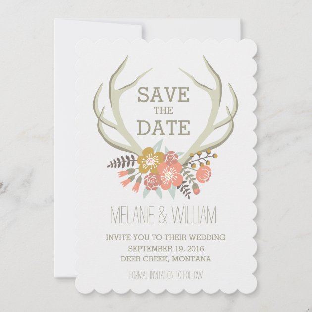 FLORAL ANTLERS | RUSTIC SAVE THE DATE