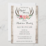 Floral Antlers Rustic Wedding Bridal Shower Custom Invitation