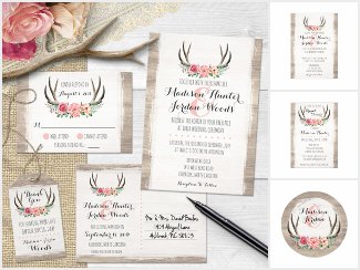 Floral Antlers Rustic Wedding Collection