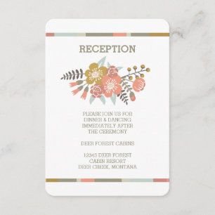 FLORAL ANTLERS RUSTIC WEDDING RECEPTION INVITE