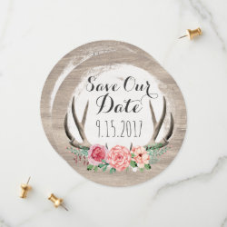 Floral Antlers Rustic Wedding | Save The Date