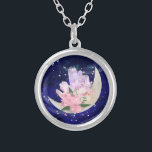 *~* Floral AP40 Moon Crystals Mystic OMBRE Glitter Silver Plated Necklace<br><div class="desc">(search AP40 for similar products) NECKLACE - Luna Celestial Deep Navy Blue background with Silver Stars. * Energetically Enhanced Magical Lunar Luna Moon Crystals Celestial Cosmic Boho Rainbow Unicorns colors HOLO OMBRE with sparkle STARS glitter NAVY BLUE night sky background. This Mystical creation is a Soothing Peaceful Calming Psychic Medium...</div>