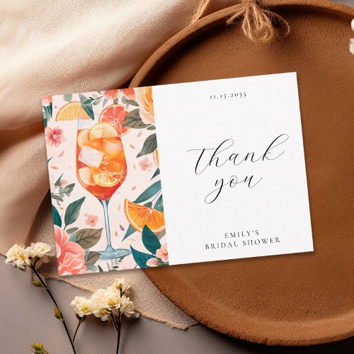 Floral Aperol Spritz Bridal Shower Thank You Card