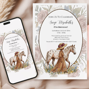 Floral Appaloosa Horse Birthday Card for Girls