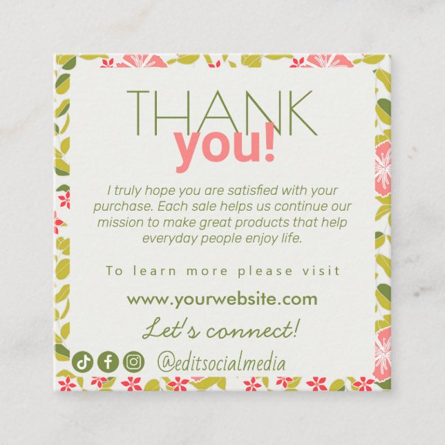 Floral Appreciation Business Card (Front)