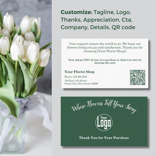 Floral Appreciation Florist Thank Your Purchase Business Card