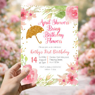 Floral April Showers Bring Birthday Flowers Invitation