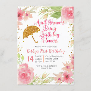 Floral April Showers Bring Birthday Flowers Invitation