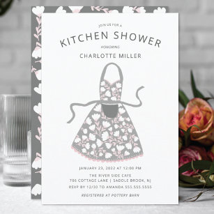  Floral Apron Kitchen Bridal Shower Invitation