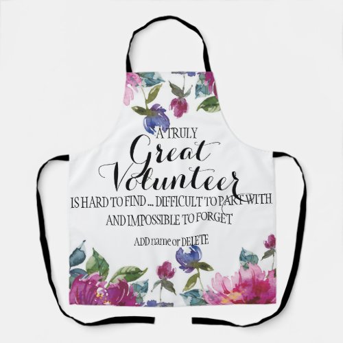 Floral apron Volunteer Thank you Appreciation