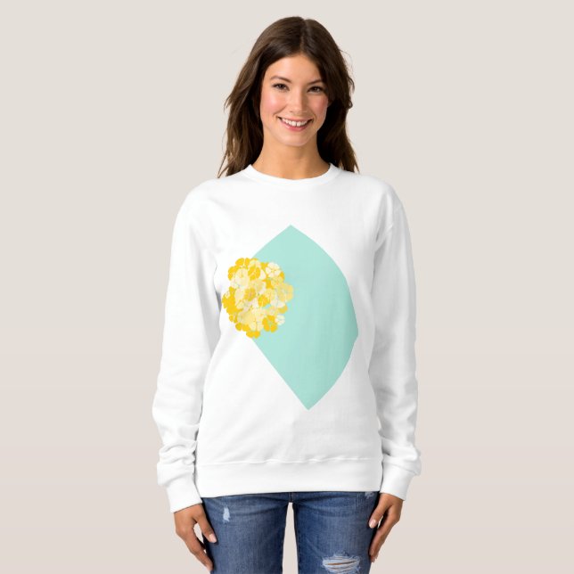 Floral Aqua Rectangle Graphic Sweatshirt (Front Full)