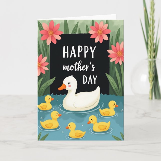 Floral Aquatic Bird Family Card (Front)