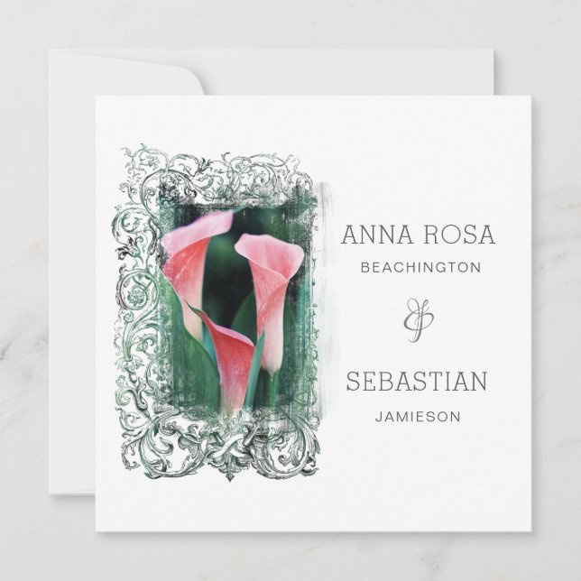 *~* Floral AR12 LILY PHOTO RSVP + QR Wedding Invitation (Front)