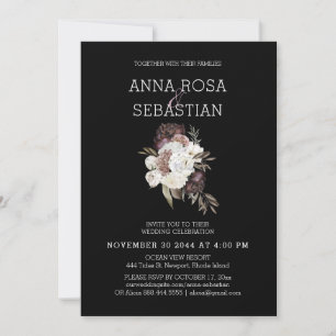 *~* Floral AR15 WEDDING MAROON Rose RSVP + Invitation
