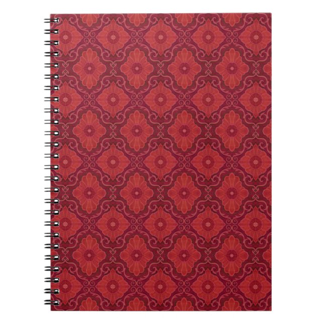Floral arabesque pattern in the shades of red notebook (Front)