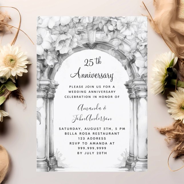 Floral arch 25th wedding anniversary invitation (Creator Uploaded)
