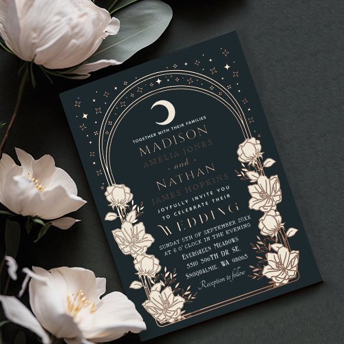 Floral Arch Art Nouveau Wedding Invitation Foil Invitation
