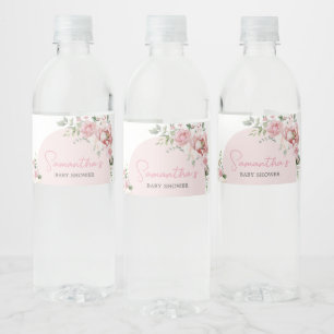 Floral Arch Baby in Bloom Baby Shower Water Bottle Label