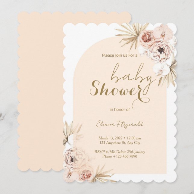 Floral Arch Baby Shower Invitation (Front/Back)