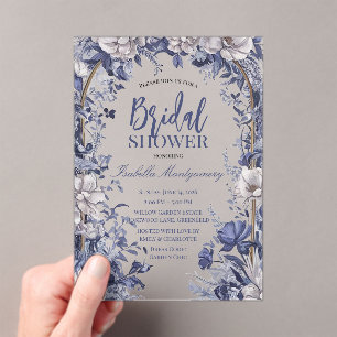 Floral Arch Blue and White Chinoiserie Acrylic Invitations