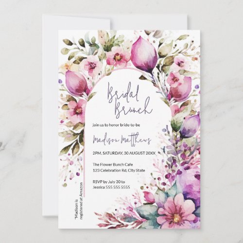 Floral Arch Bridal Brunch Watercolor Baby Shower Invitation