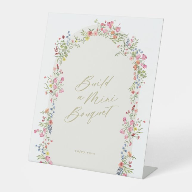 floral arch build a bouquet baby shower pedestal sign (Front)