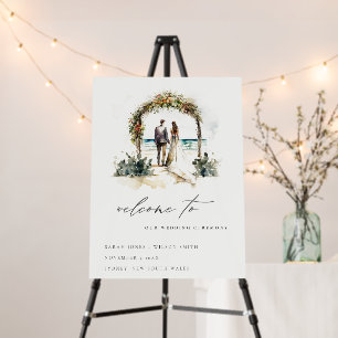 Floral Arch Coastal Beach Seascape Wedding Welcome Foam Board