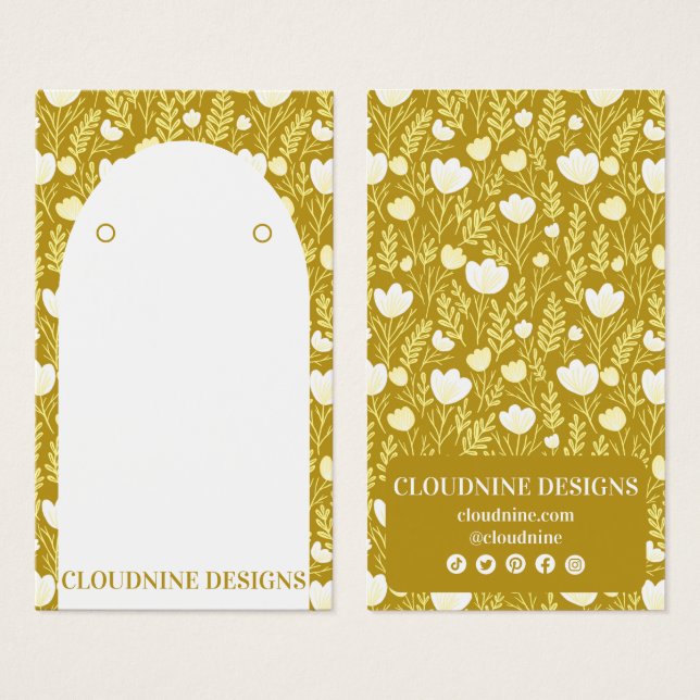 Floral Arch Earring Golden Jewelry Display Card (Front & Back)