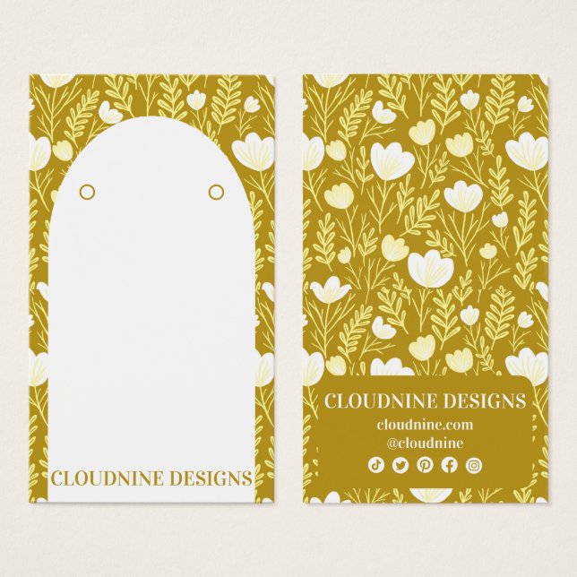 Floral Arch Earring Mustard Jewelry Display Card (Front & Back)