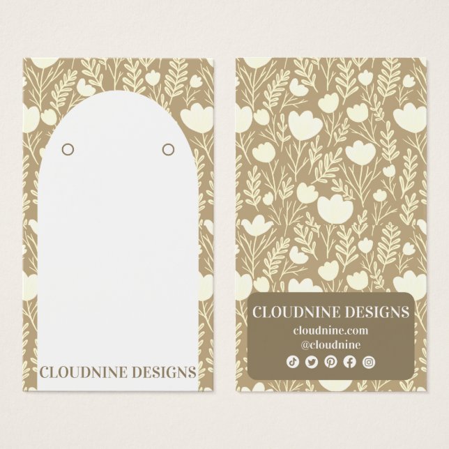 Floral Arch Earring Neutrals Jewelry Display Card (Front & Back)