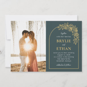 Floral Arch Editable Color Photo Wedding Invitation