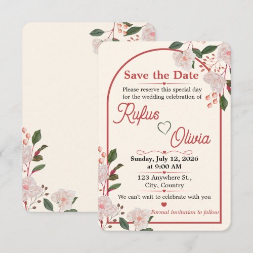 Floral Arch Editable Save The Date